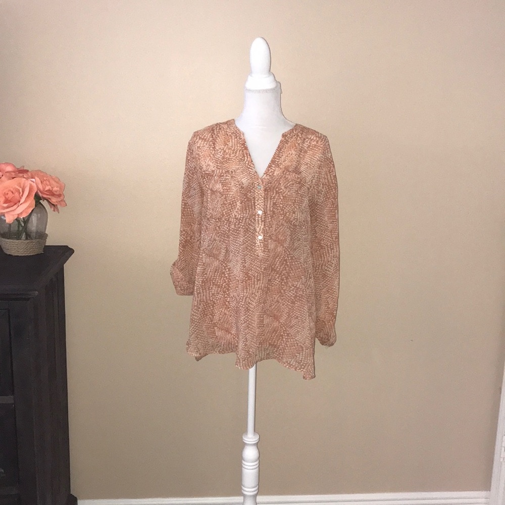 Apt 9 Coral Top with Attached Camisole 3/4 Sleeve